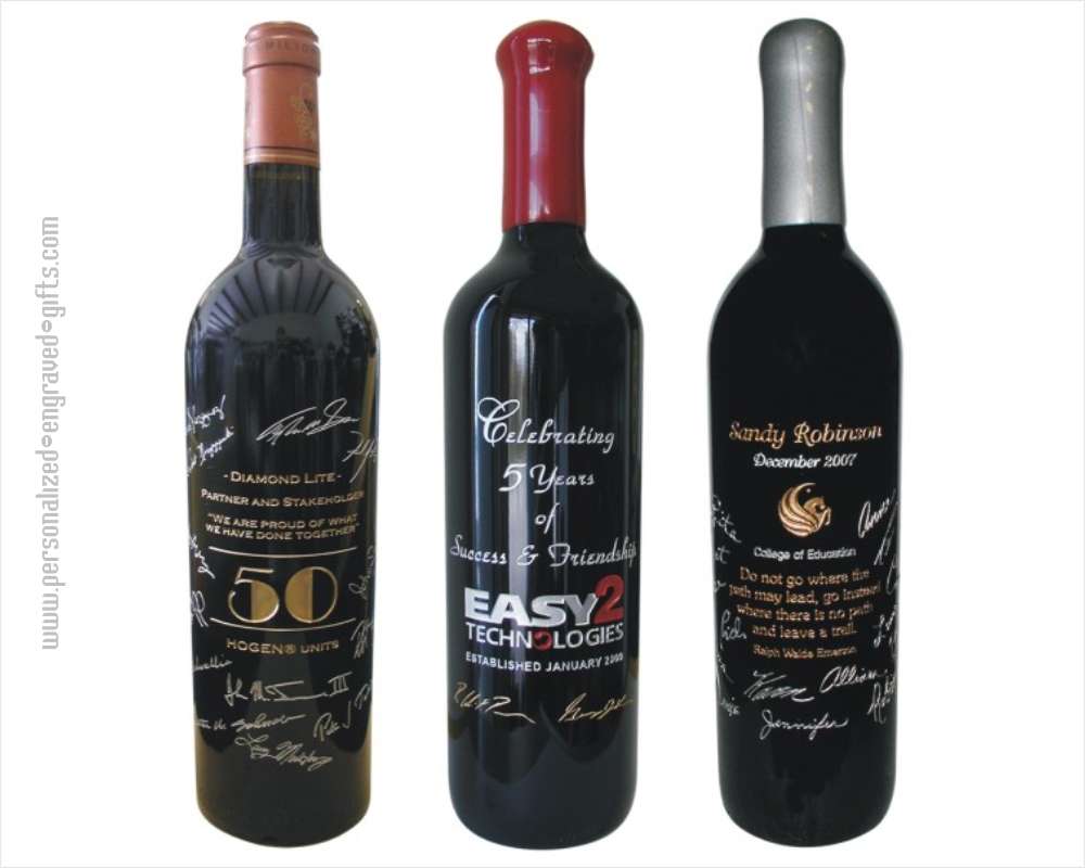 Custom Wine Bottles Engraved with Signatures unique