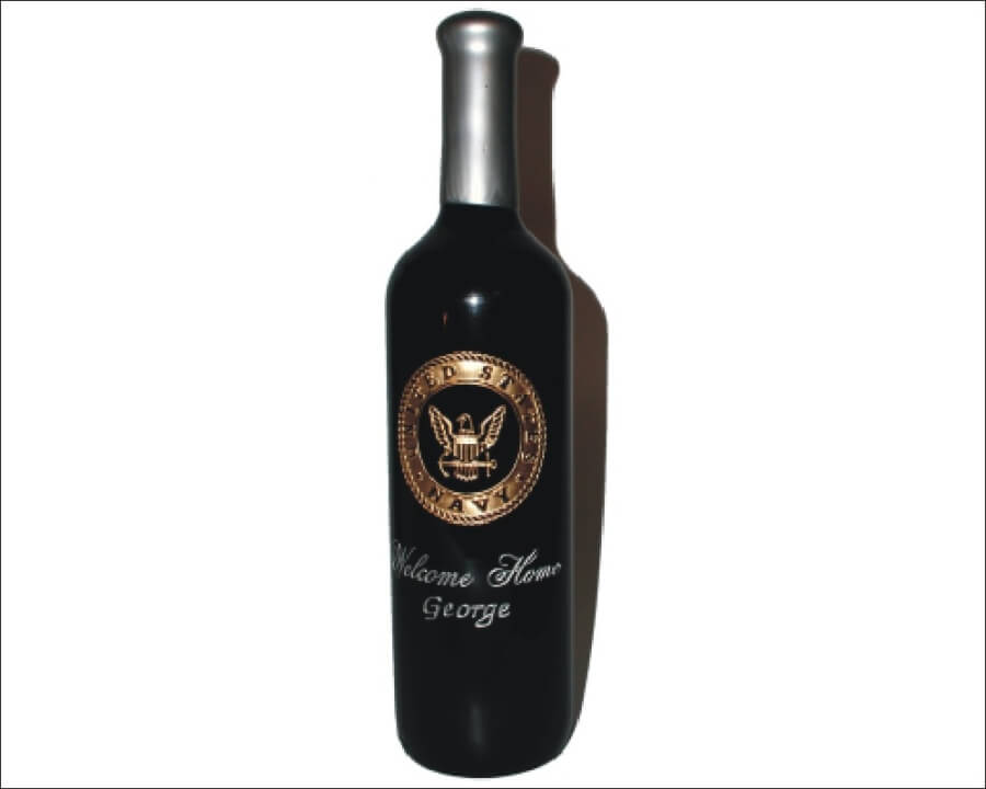 Engraved Wine Bottle Navy Professional