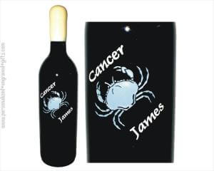 Cancer Zodiac Design Engraved in Custom Wine Bottle