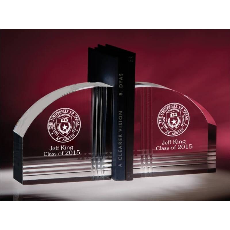 Crystal Bookends with Contemporary Design a Distinctive Graduation Gift
