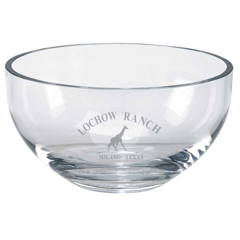 Crystal Clear Contemporary Glass Bowl Custom Engraved The Palma