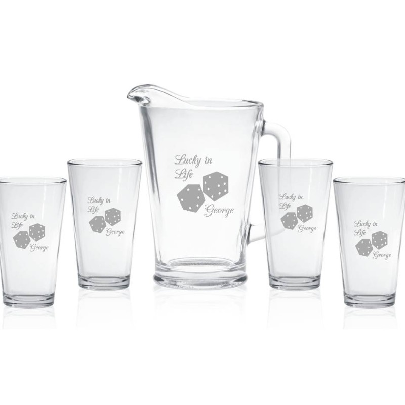 Custom Engraved Beer Pitcher with 4 Pint Glasses
