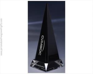 Deep Engraved Black Glass Obelisk Award
