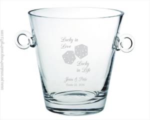 Customized Crystal Ice Bucket with Ring Handles - Hudson