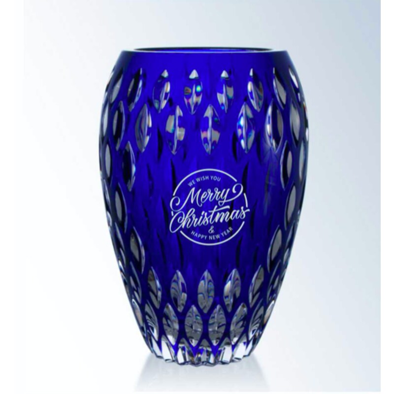 Engraved Crystal Award Vases Blue Vulcan