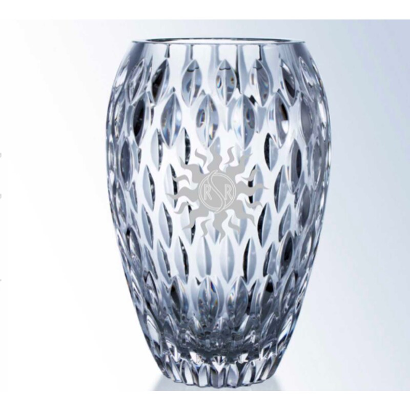 Deep Etched Lead Crystal Award Vases Clear Vulcan