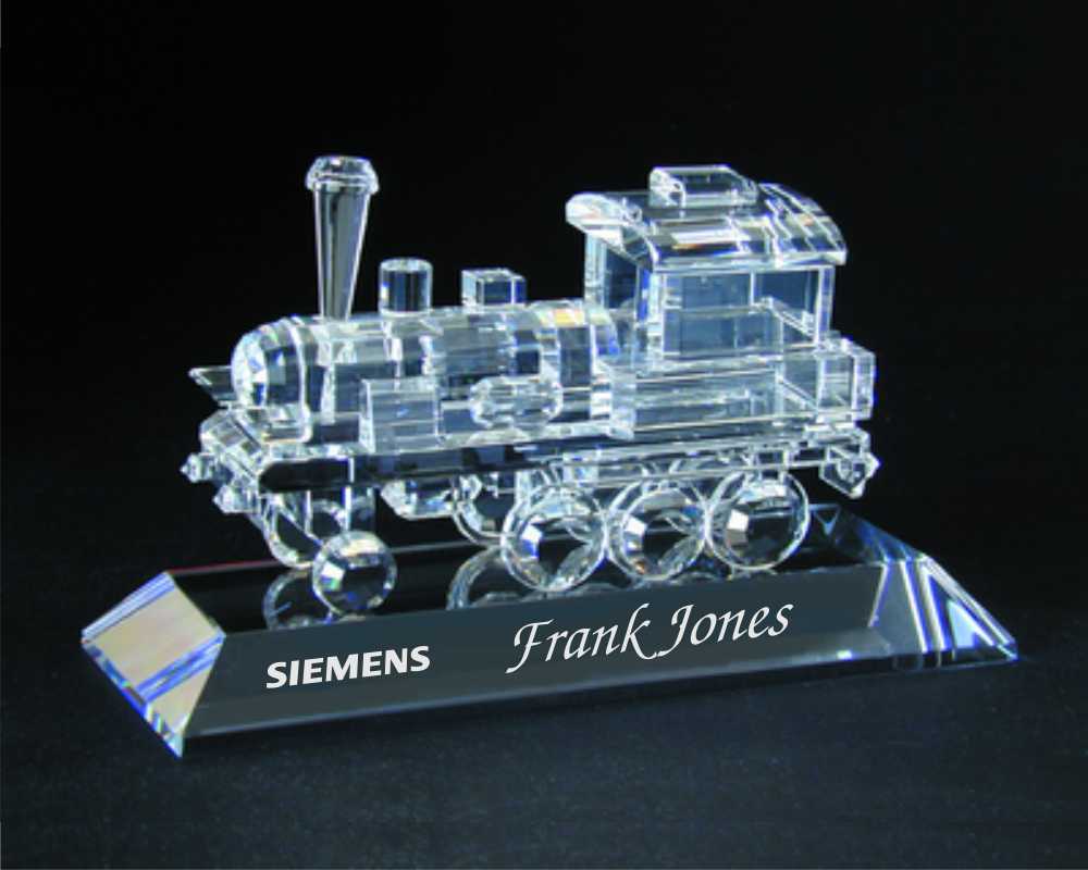 Engraved Crystal Train Award - Great Gift for Train Lovers