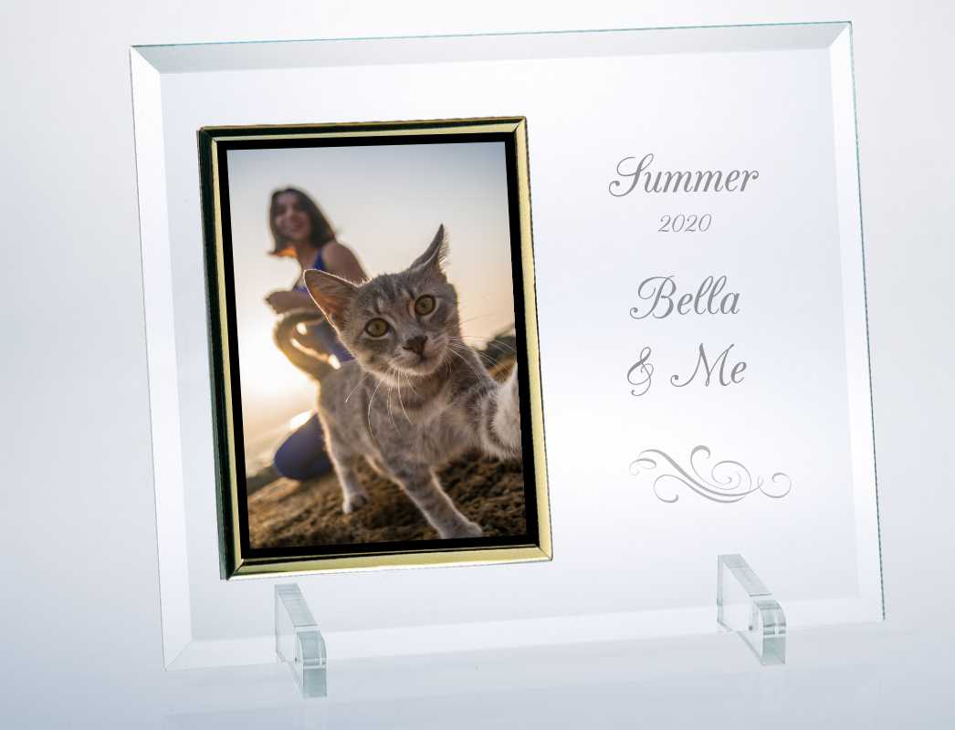 Engraved Beveled Glass Picture Frame