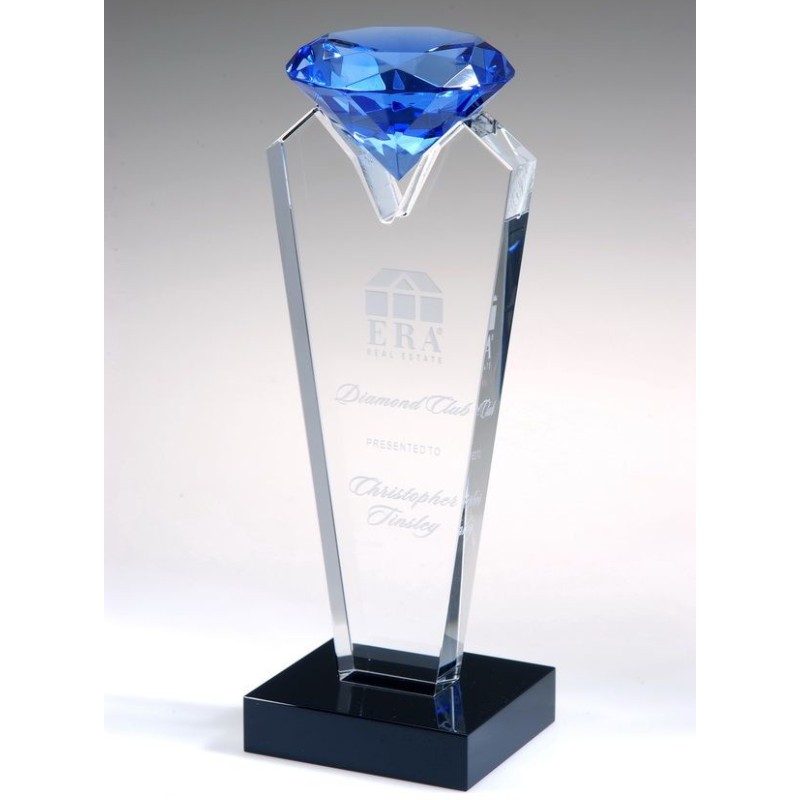 Engraved Blue Rising Diamond Tower Award