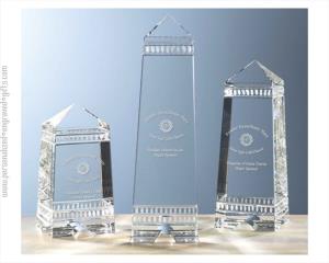 Etched Crystal Greek Styled Obelisk Awards