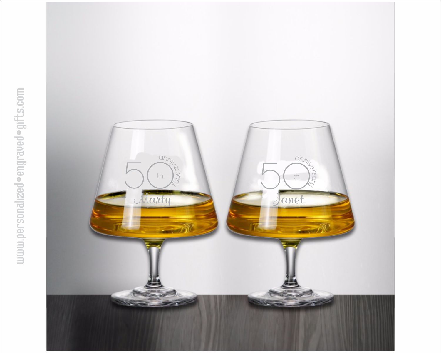 Engraved Urban Styled Crystal Brandy Snifters - Enzo
