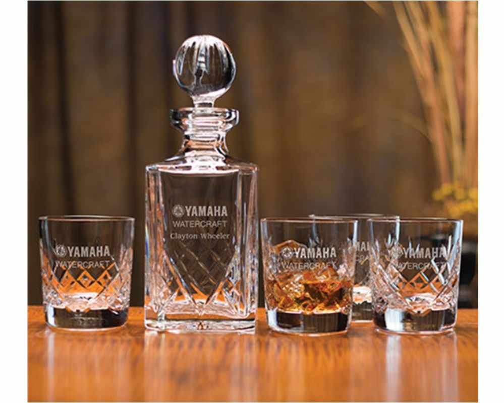 Engraved Crystal Decanter with Glasses - Danube Gift Set