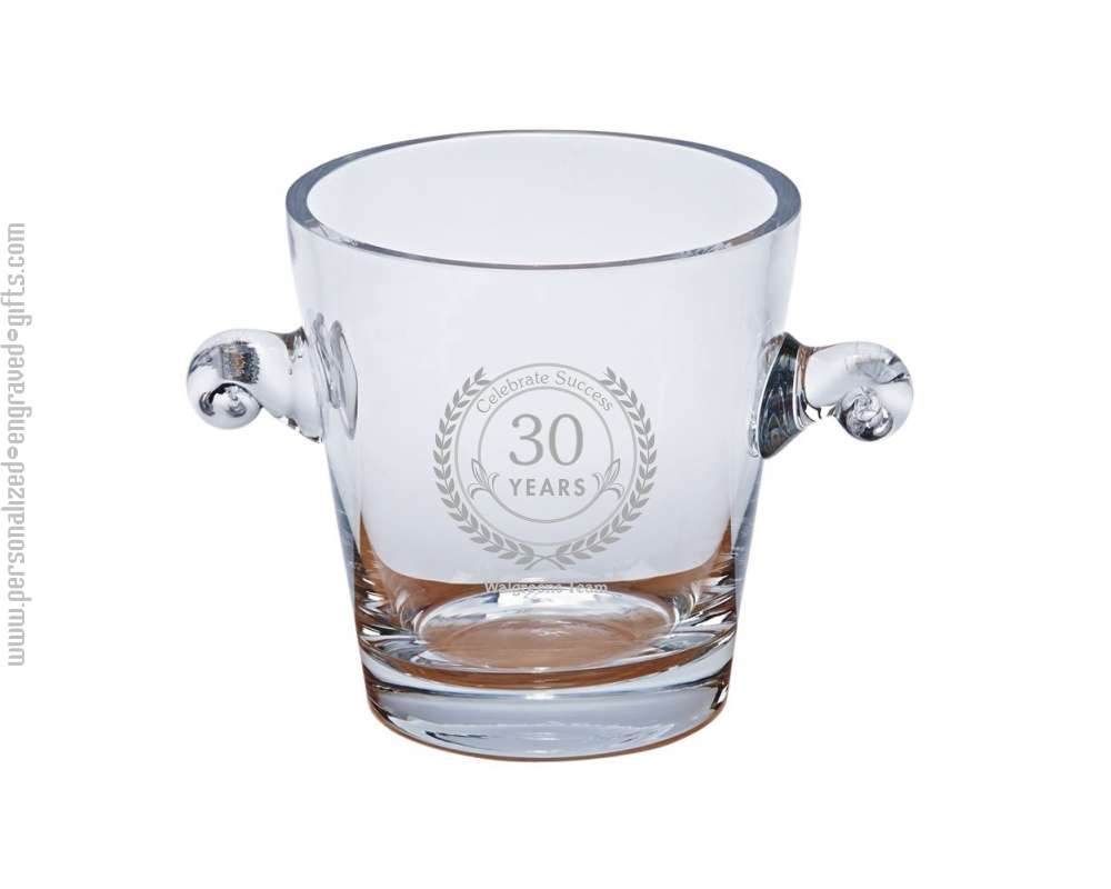 Engraved Crystal Ice Bucket with Handles Derby