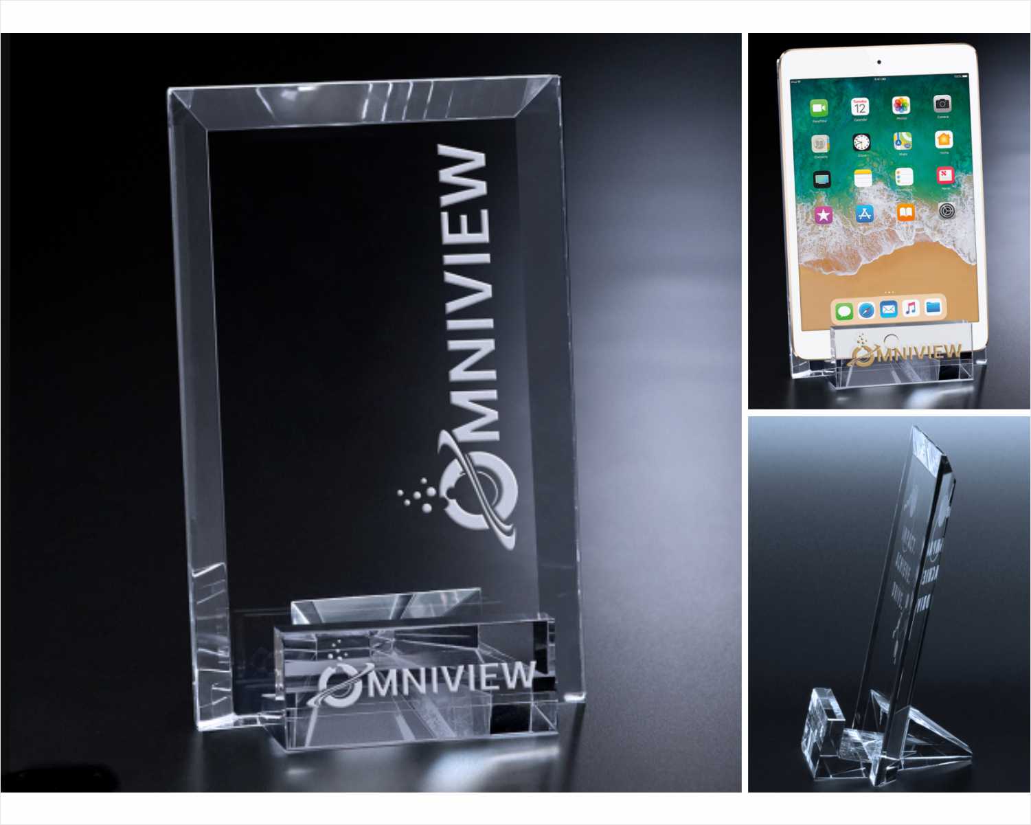 Engraved Crystal iPad Holder and Plaque