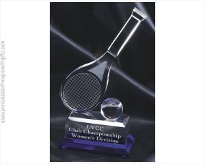 Engraved Crystal Tennis Racket Award