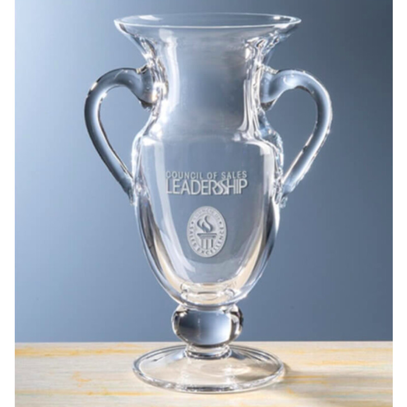 Engraved Crystal Trophy Cup with Handles - The Queen