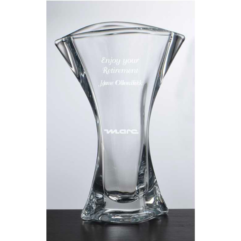 Engraved Crystal Vase with wide Arches the Newcastle