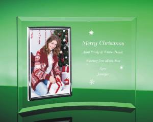 Custom Engraved Curved Glass Picture Frame for the Holidays