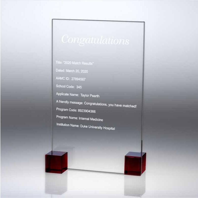 Engraved Glass Plaque Beautifully Simple Cuboid