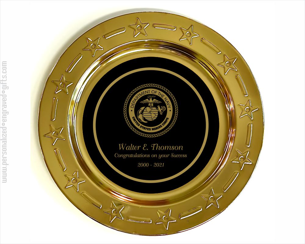 Engraved Gold Plated Presentation Plate with Stars