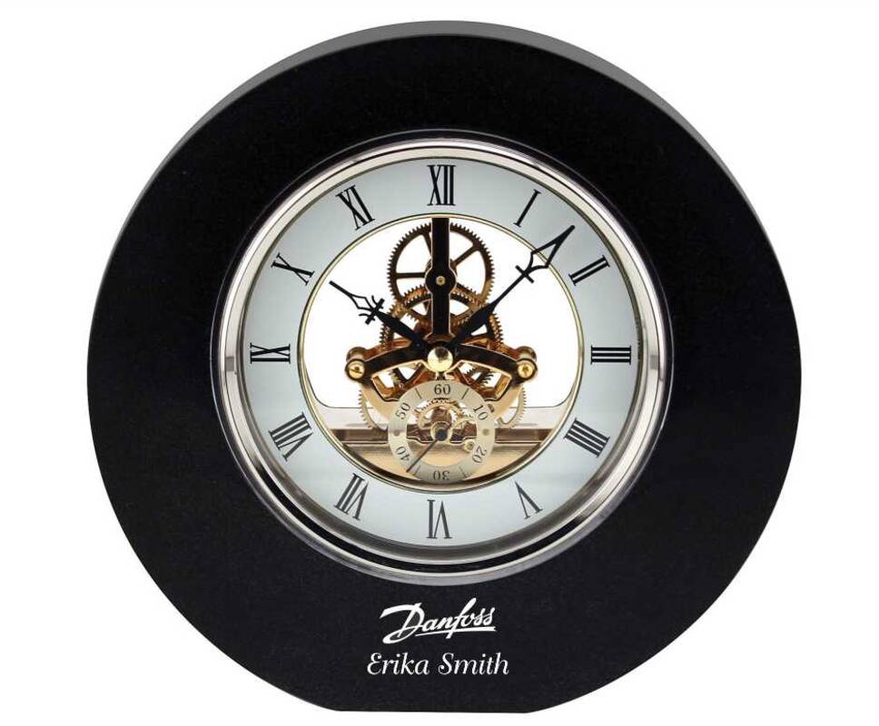 Engraved Granite Open-Gear Circular Desktop Clock