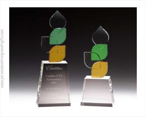 Engraved Amber Green Leaf Tower Award