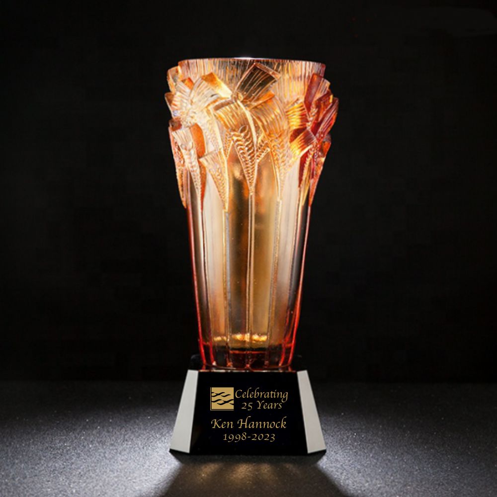 Personalized Liuli Crystal Vase Golden Emmer