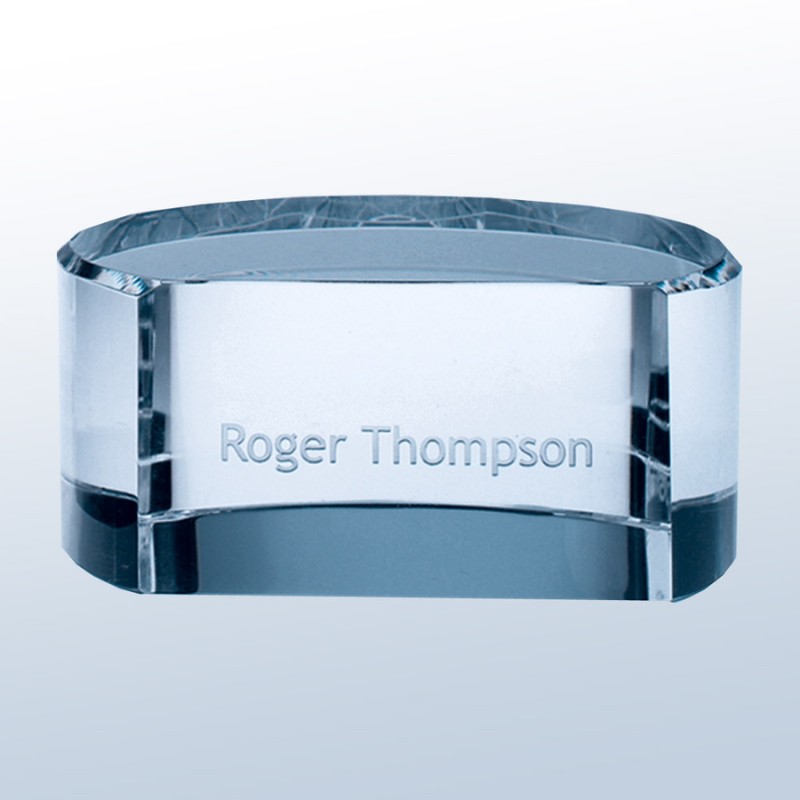 Engraved Solid Crystal  Name Plate or Paperweight - Bolla