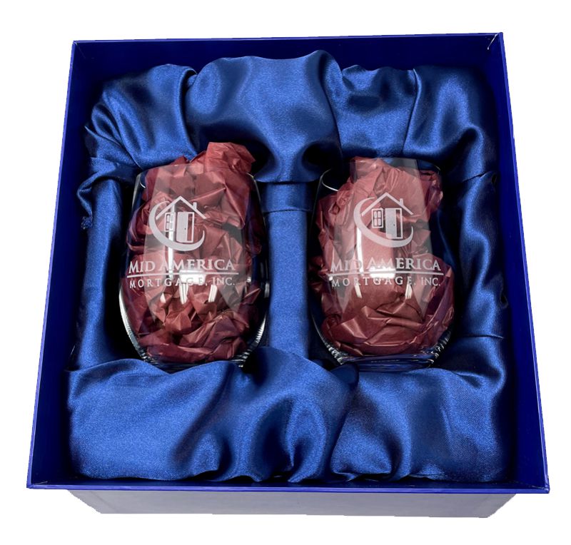 Set of 2 Stemless Wine Glasses with Satin Lined Gift Box - The Vanguard