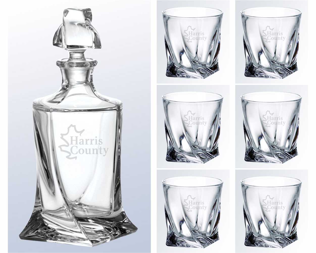 Crystal Engraved Whiskey Decanter with Glasses - The Swoop