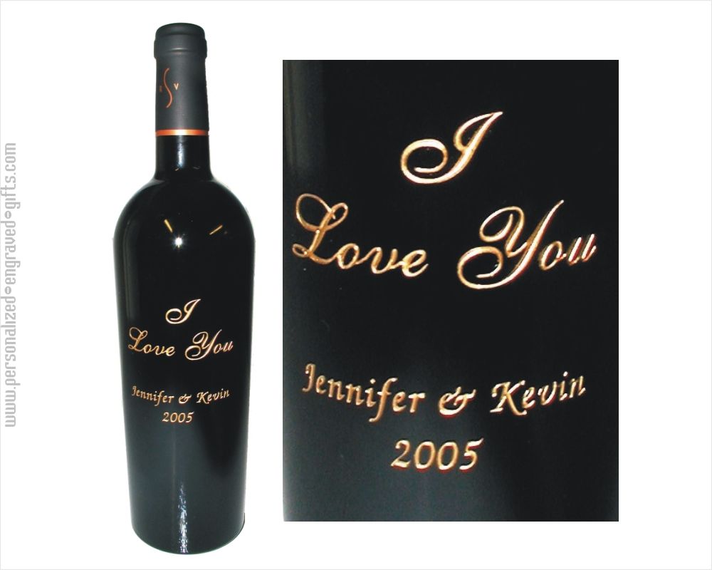Engraved Wine Bottles - I love you