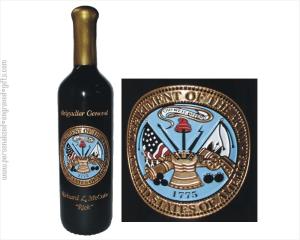 Engraved Wine Bottle - Army Logo