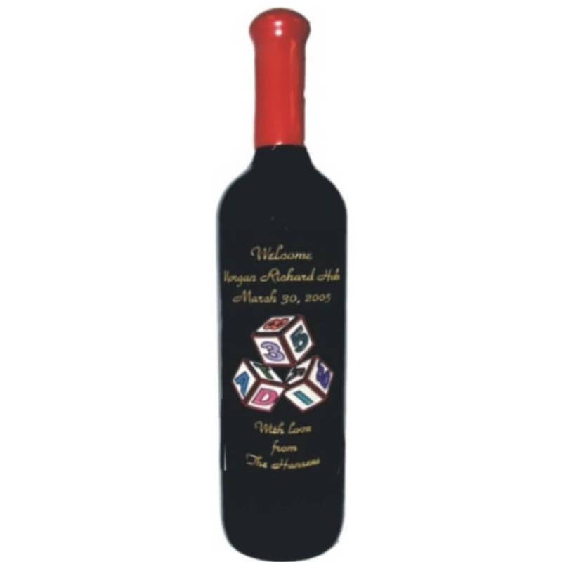 Engraved Wine Bottles - Baby Blocks