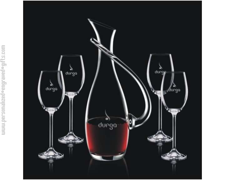 Lyrical Wine Carafe with 4 Wine Glasses Set