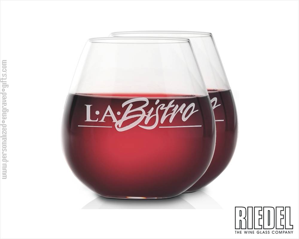 Set of 2 Custom Engraved Stemless Wine Glasses Riedel O Personalized Wine Tumblers
