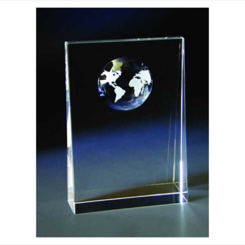 Engraved World Award Crystal Wedge
