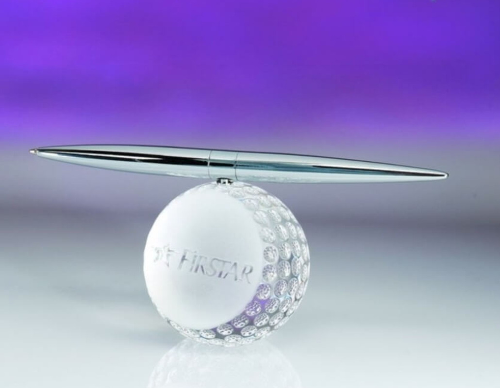 Engraved Crystal Golf Ball with Spinning Pen