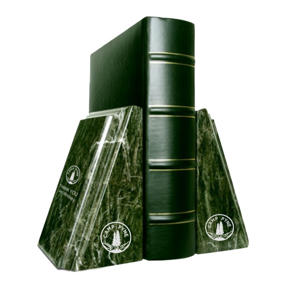 Green Beveled Marble Bookends with Beveled Edges Ellicott