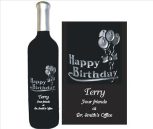 Engraved Wine Bottles - Happy Birthday Design 1