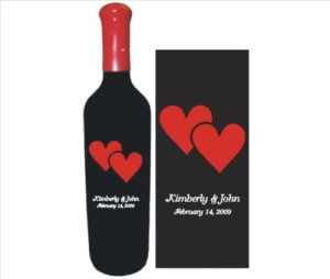 Engraved Wine Bottles Heart Design # 6
