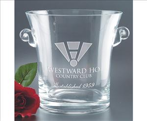 Engraved Crystal Classic Ice Bucket with Scrolled Handles