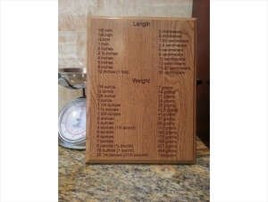 Engraved Wooden Length Weight Conversion Plaque