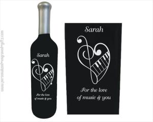 Musical Heart Custom Engraved Wine Bottle