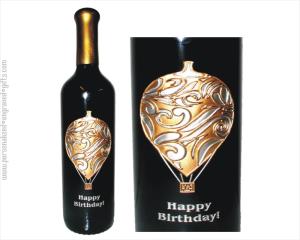 Ornate Hot Air Balloon Engraved Wine Bottle