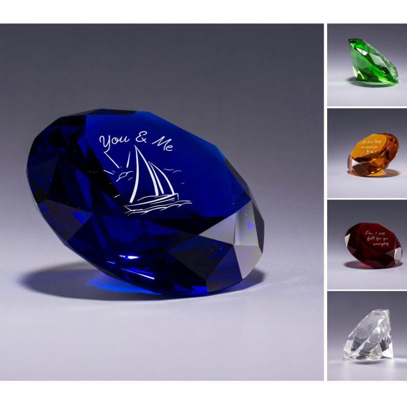4 Rectangle Crystal Glass Diamond Paperweight Anniversary Wedding Birthday Gift