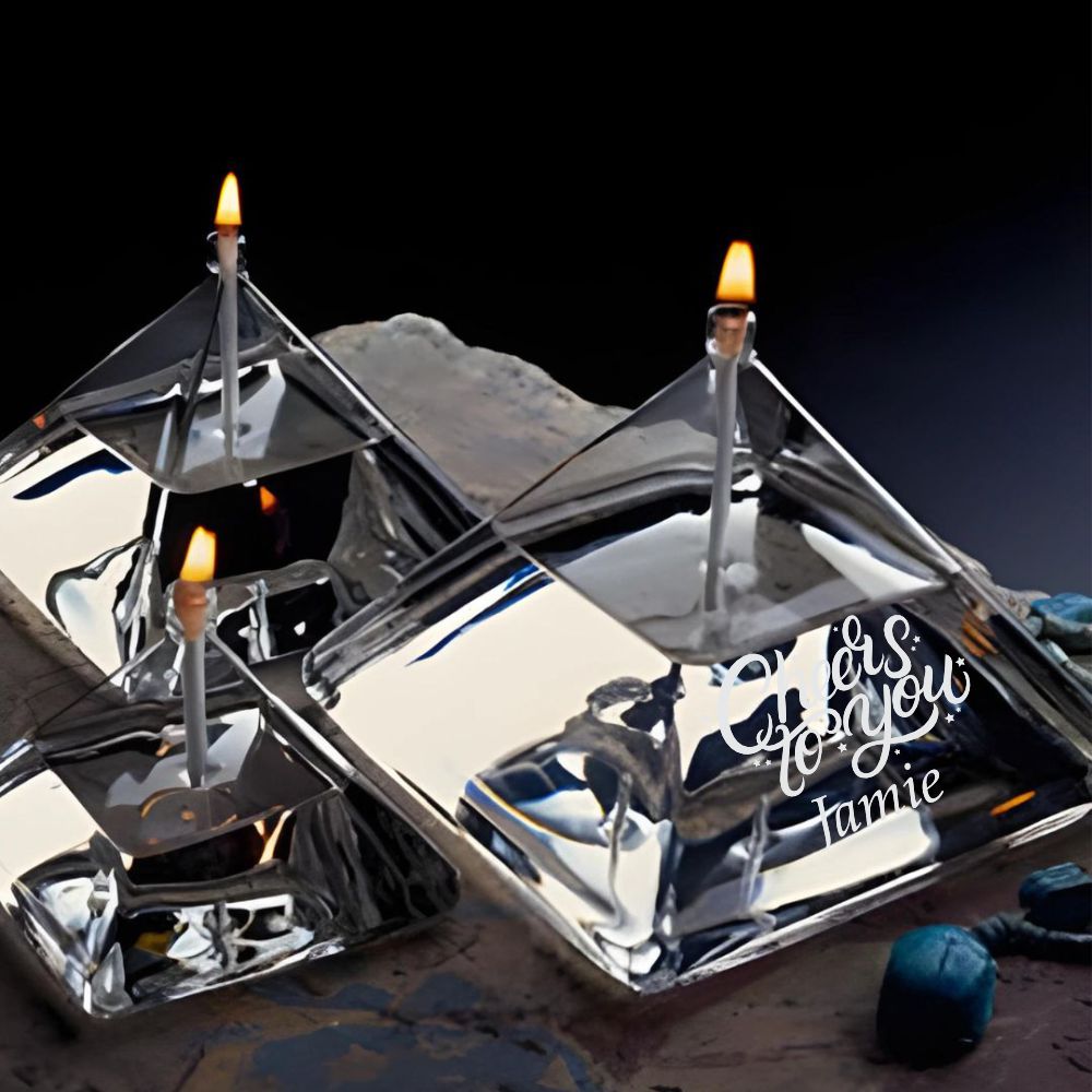 Engraved 4 Inch Firelight Glass Pyramid Oil Lamp