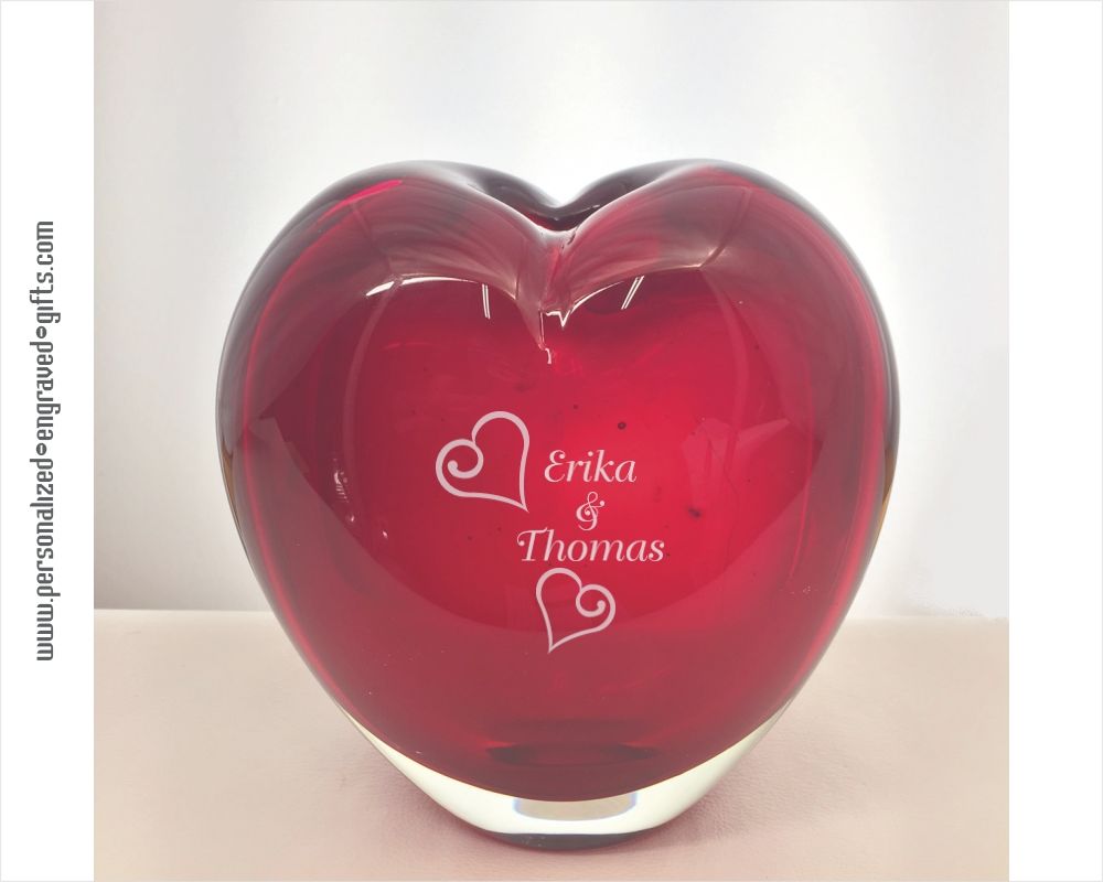 Personalised Engraved Glass Valentines Gifts Love Heart For Her Him Romantic
