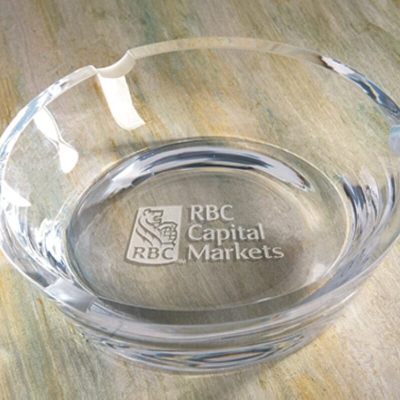 Personalized Engraved Round  Crystal Ashtray-Fuente