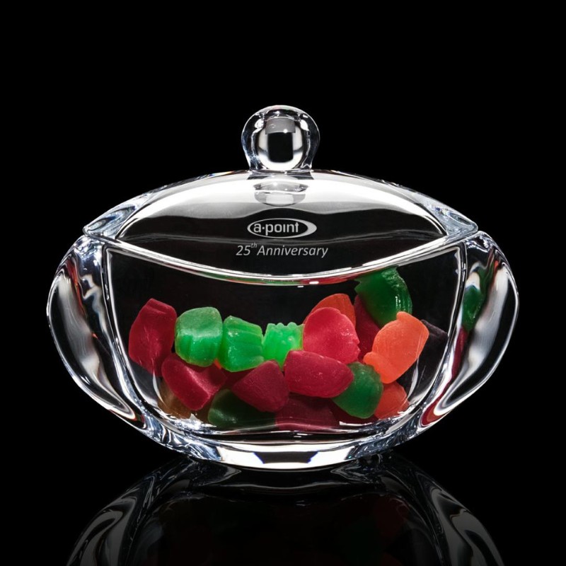 Personalized Gumdrop Crystal Candy Bowl with Lid