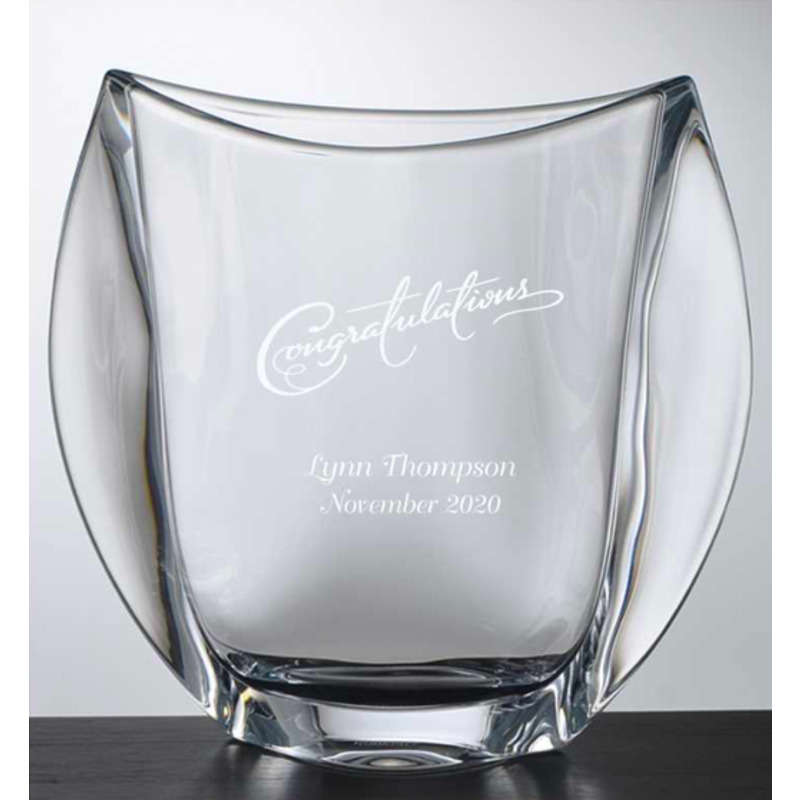 Personalized Wide Arched Crystal Vase the Norwich